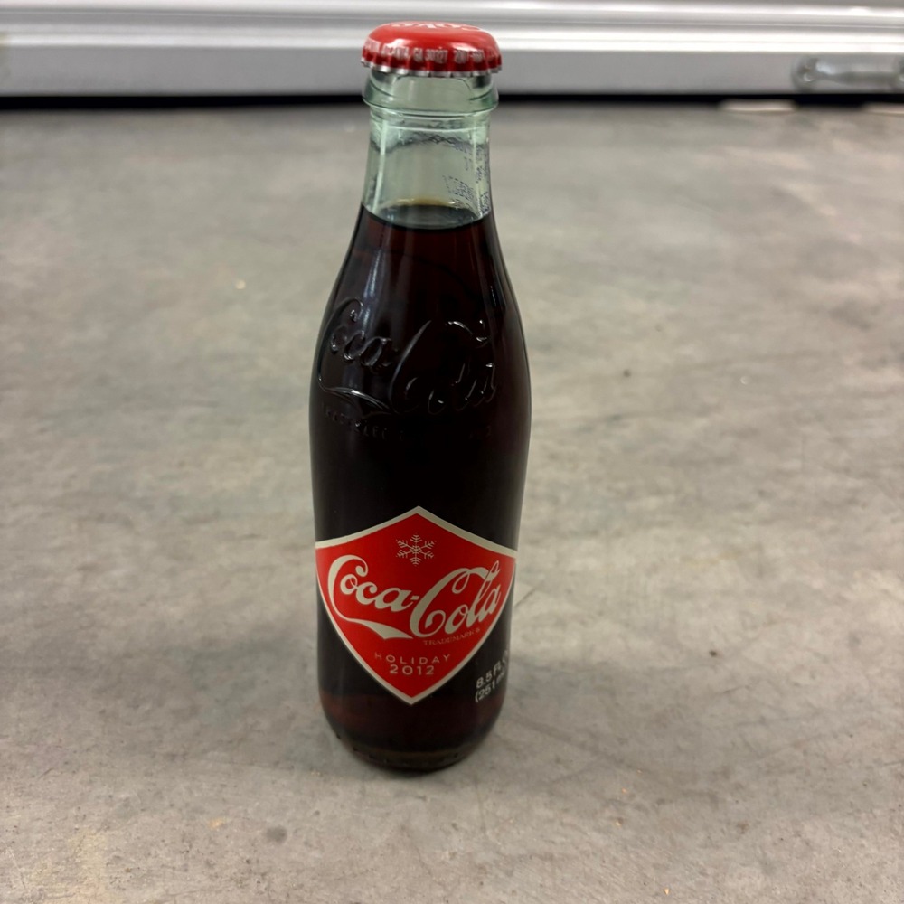 2012 Coca-Cola Holiday 8.5 oz Glass Bottle Sealed Full Snowflake Red Label Coke